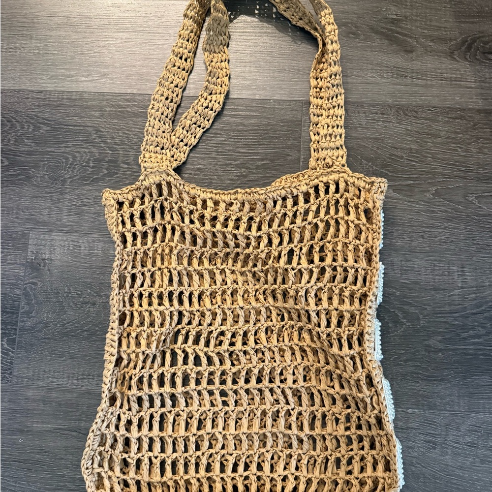 Handcrafted Tan Crochet Tote Bride Bag